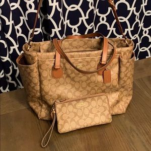 Coach diaper bag with matching wristlet